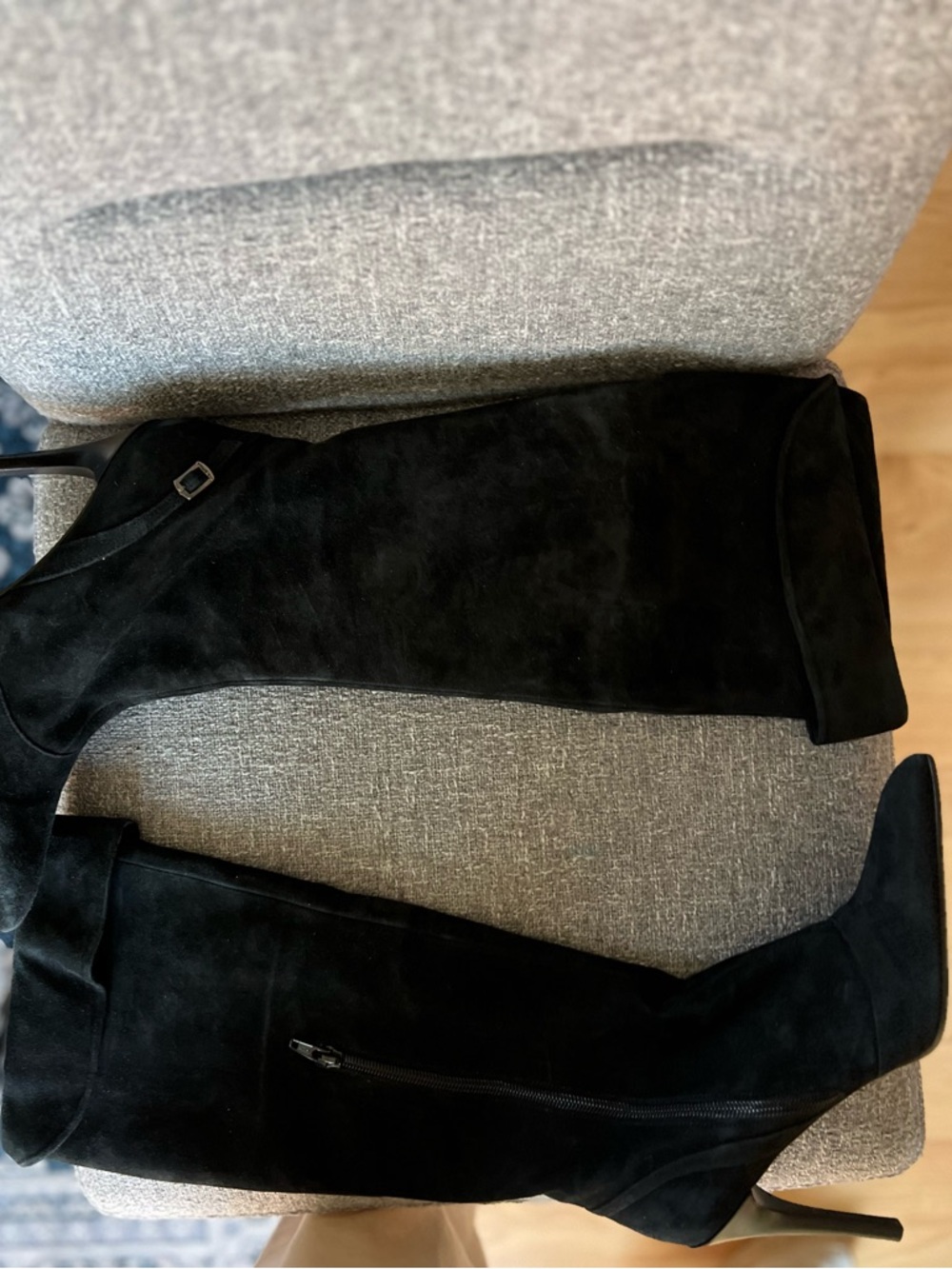 Via Spiga Black Suede Stiletto Pointed Toe Knee boots